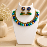 Multicolour Threaded Necklace Earring Set